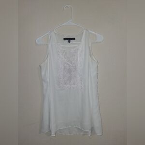 White House Black Market Ivory Lace Detail Blouse